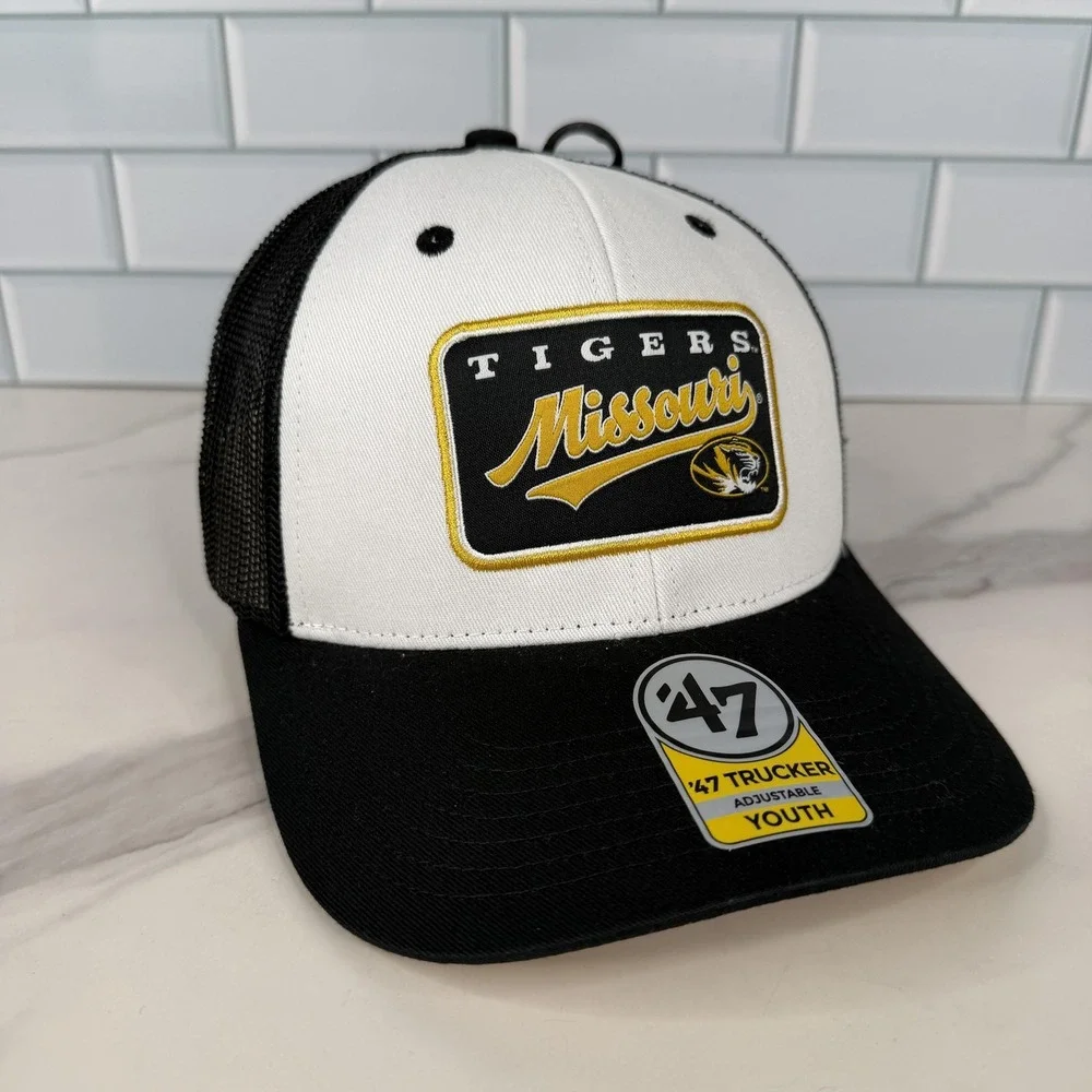 Missouri Tigers Hat Cap Snap Back Youth Black White NCAA Trucker Mesh 47 Kids